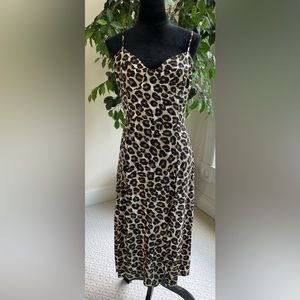 DKNY Women's Leopard Print Cami Dress Split Thigh Long Dresses